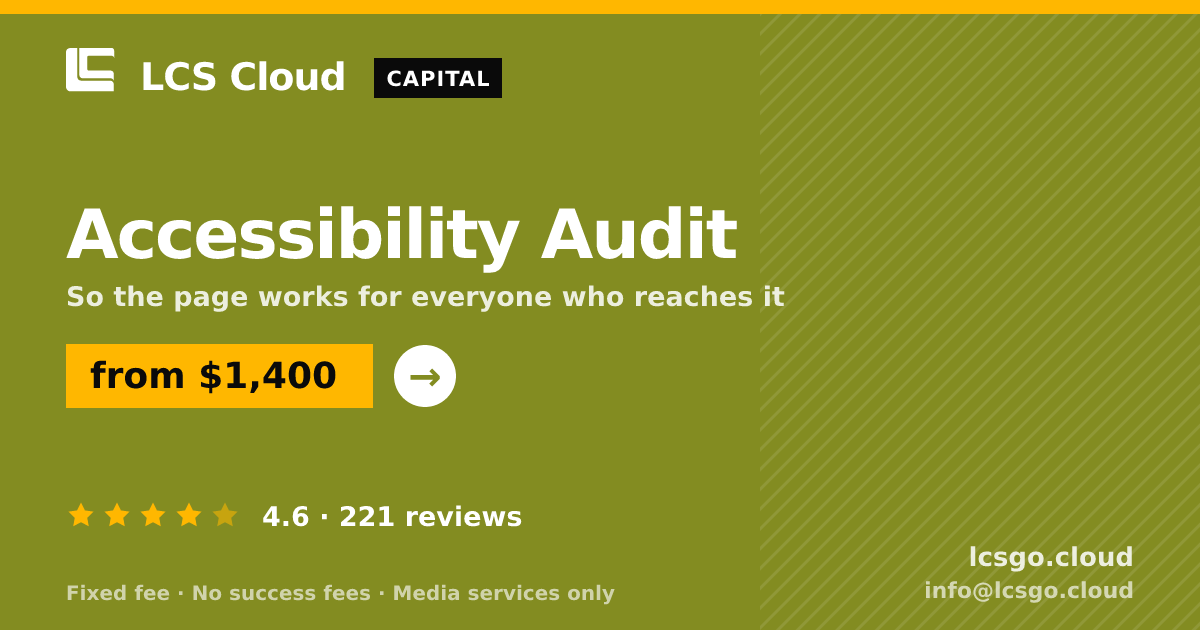 Accessibility Audit — from $1,400, rated 4.6/5 across 221 reviews. LCS Cloud.