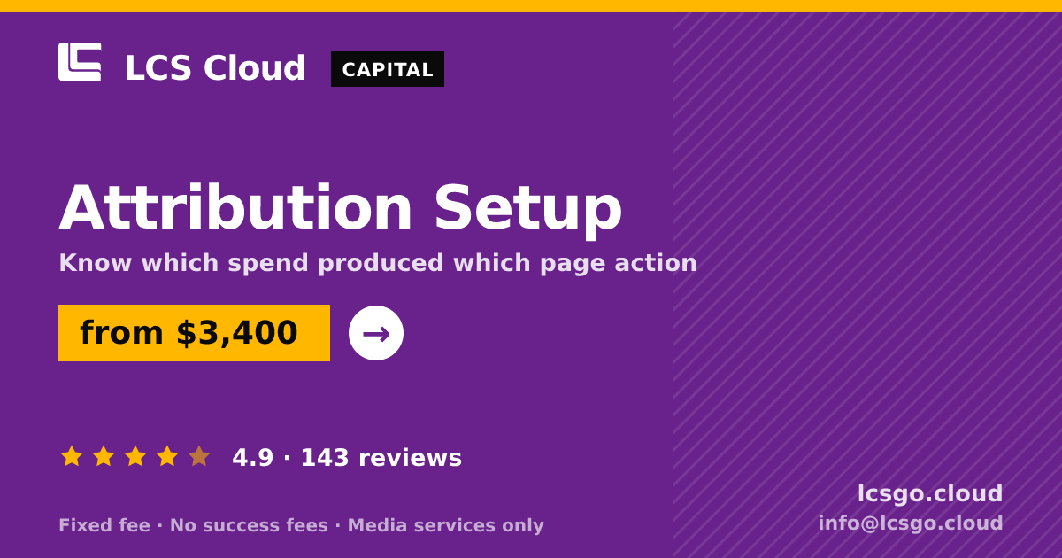 Attribution Setup — from $3,400, rated 4.9/5 across 143 reviews. LCS Cloud.