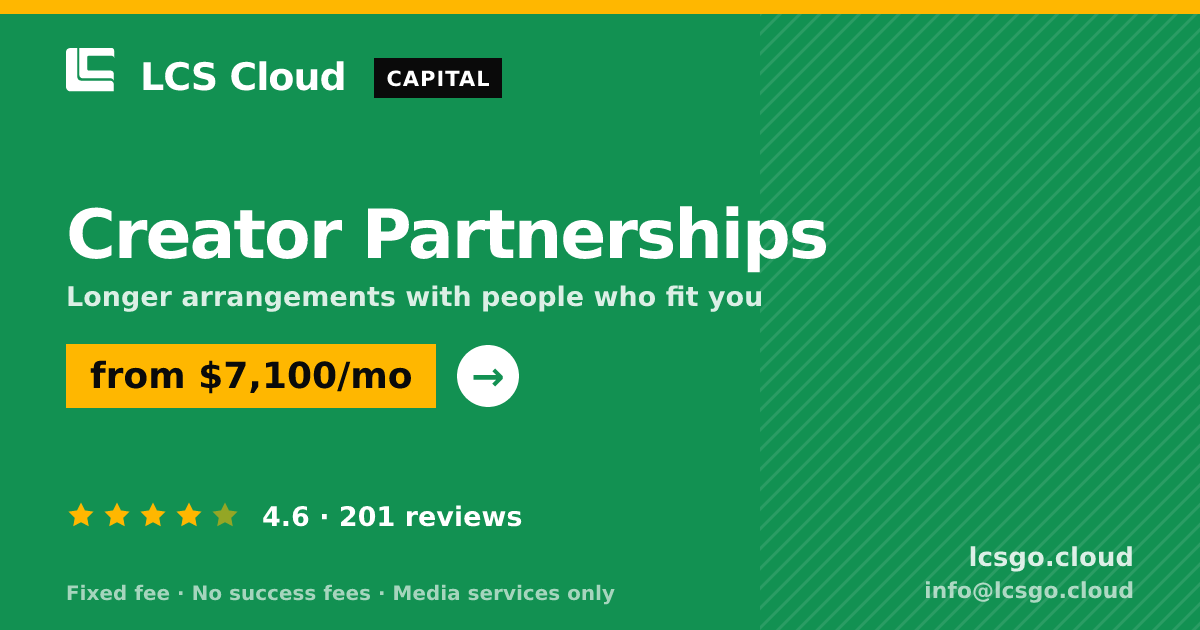 Creator Partnerships — from $7,100/mo, rated 4.6/5 across 201 reviews. LCS Cloud.