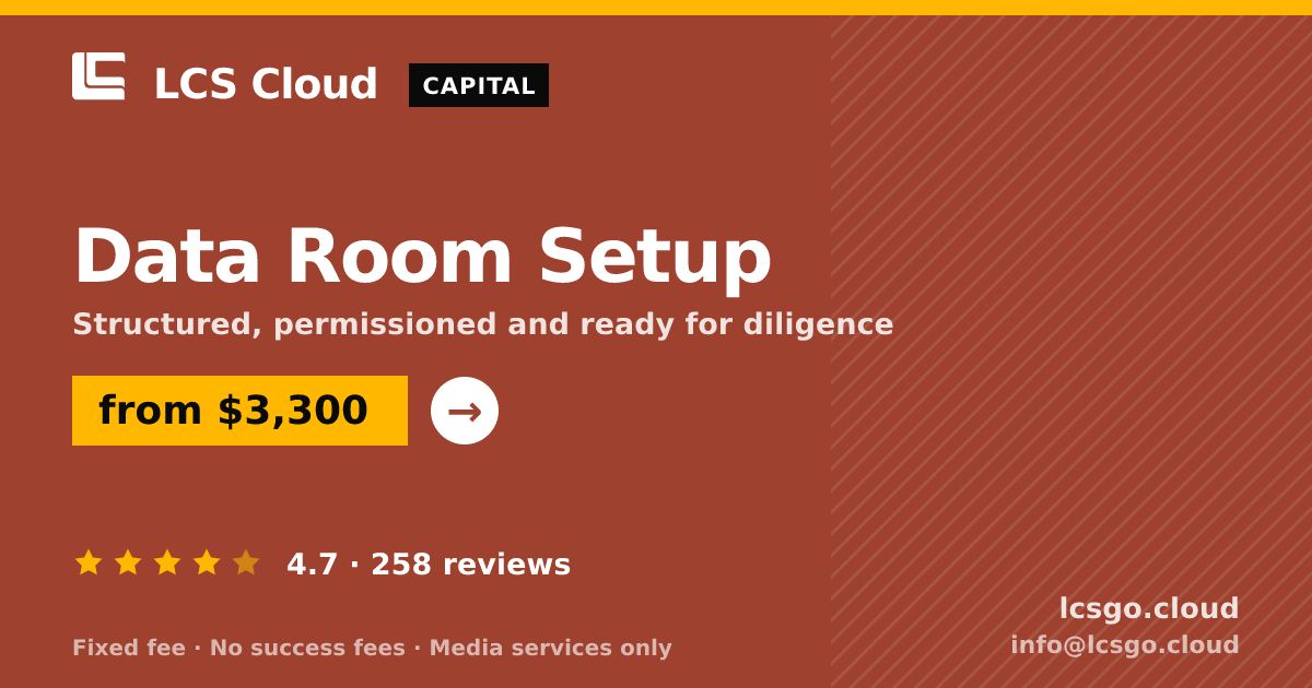 Data Room Setup — from $3,300, rated 4.7/5 across 258 reviews. LCS Cloud.
