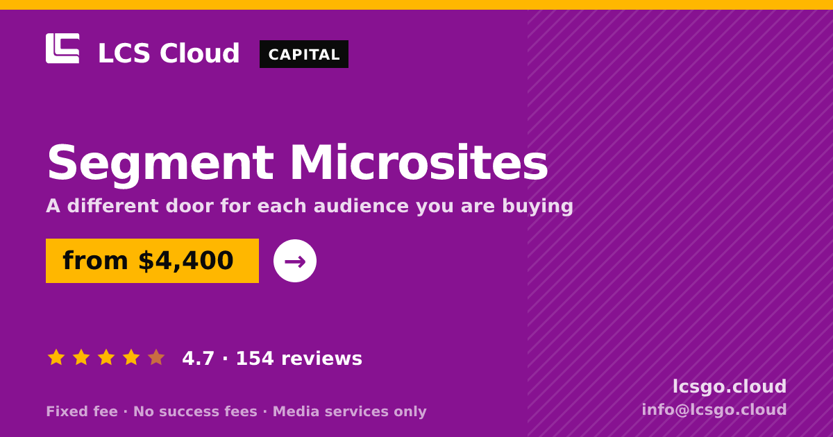 Segment Microsites — from $4,400, rated 4.7/5 across 154 reviews. LCS Cloud.