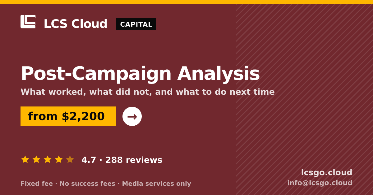 Post-Campaign Analysis — from $2,200, rated 4.7/5 across 288 reviews. LCS Cloud.