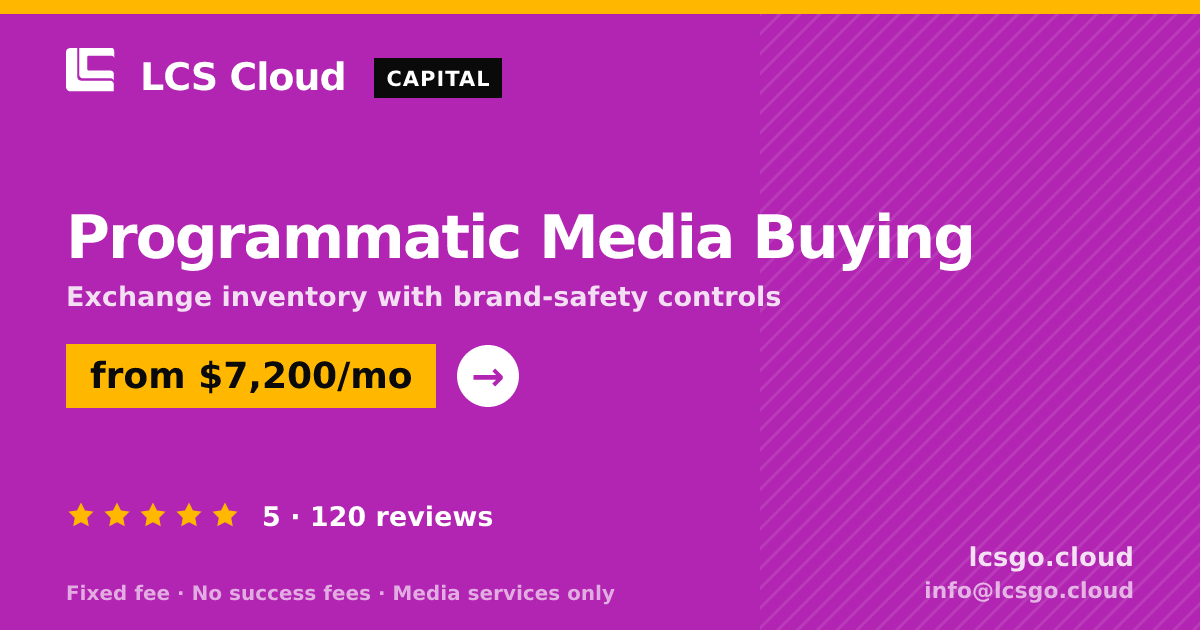 Programmatic Media Buying — from $7,200/mo, rated 5/5 across 120 reviews. LCS Cloud.