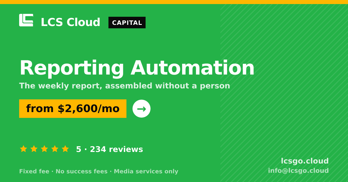 Reporting Automation — from $2,600/mo, rated 5/5 across 234 reviews. LCS Cloud.