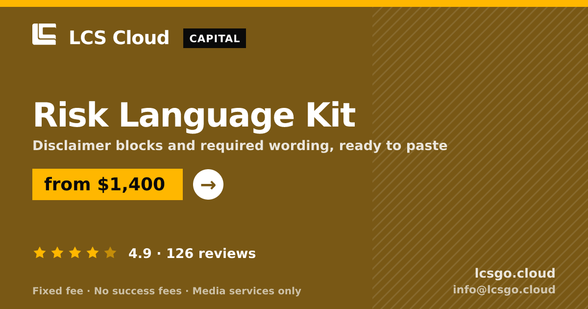 Risk Language Kit — from $1,400, rated 4.9/5 across 126 reviews. LCS Cloud.