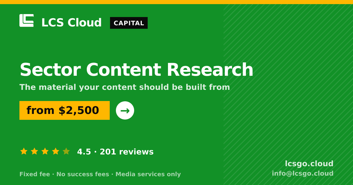 Sector Content Research — from $2,500, rated 4.5/5 across 201 reviews. LCS Cloud.